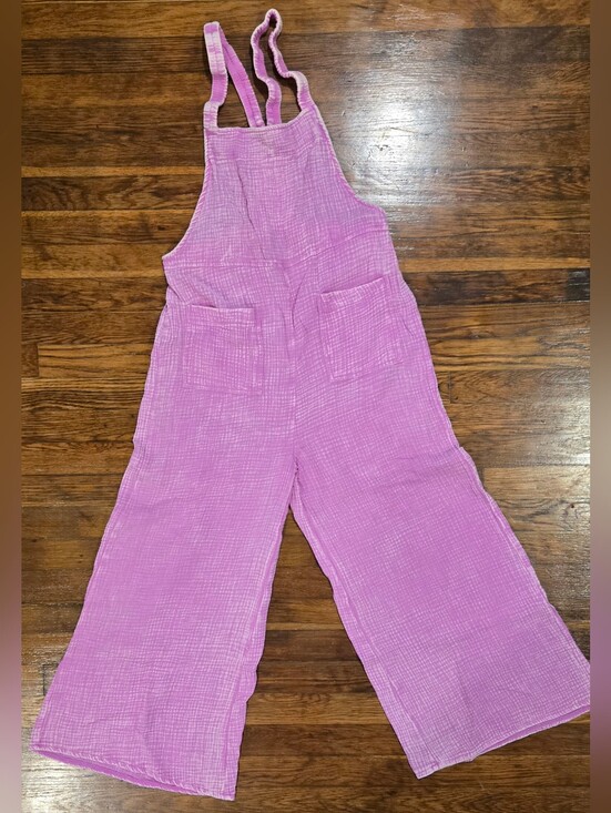 Zenana Outfitters Pants - Zenana Pink Double Gauze Cotton Wide Leg Overalls Jumpsuit Size Small NWOT